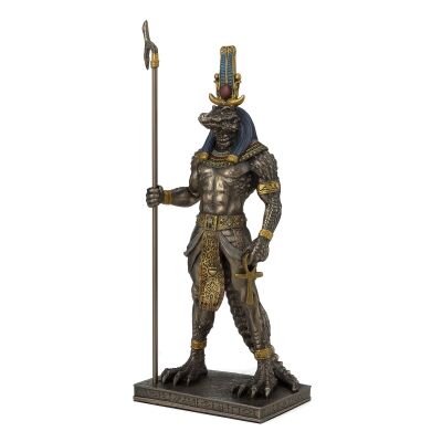 Veronese Cold Cast Bronze Coated Egyptian Mythology Figurine, Sobek, Small