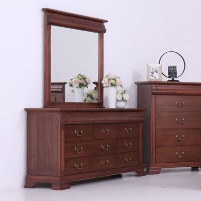 Lucchese African Walnut Timber Dresser with Mirror