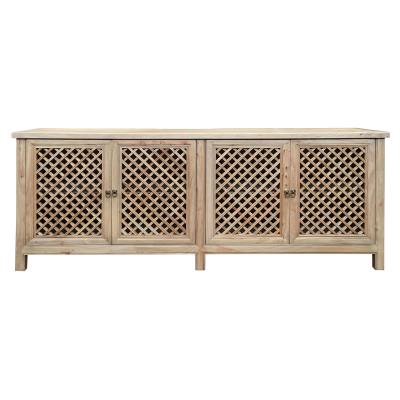 Quincy Reclaimed Elm Timber 4 Door Sideboard, 220cm, Natural