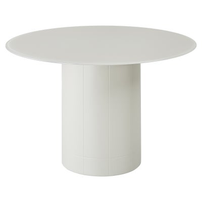 Haifa Glass Top Round Dining Table, 120cm, Tofu