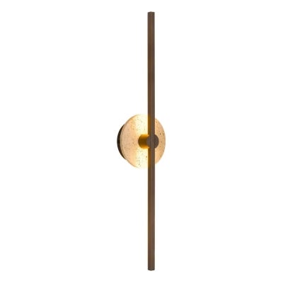 Rimini Metal & Travertine LED Wall Light, Vintage Brass