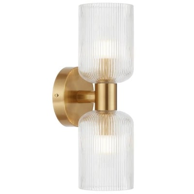 Riven Iron & Glass Wall Light, Antique Gold / Clear
