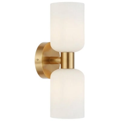 Riven Iron & Glass Wall Light, Antique Gold / Opal