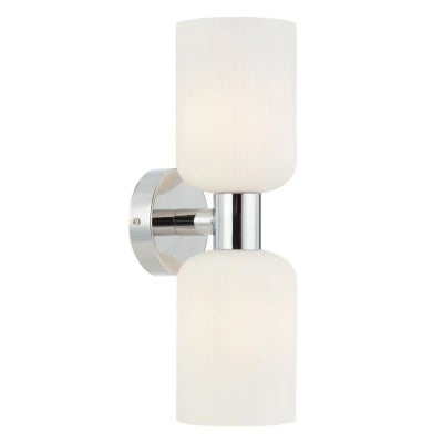 Riven Iron & Glass Wall Light, Chrome / Opal