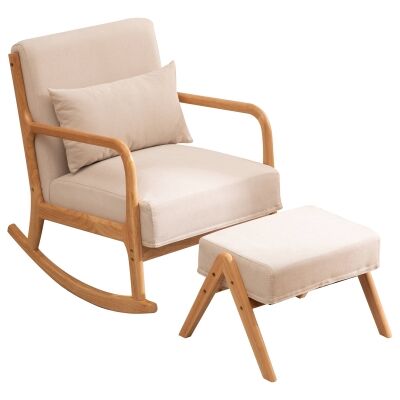 Rocroi Fabirc & Timber Rocking Chair & Footstool Set
