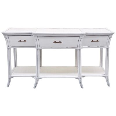 Stamford Bamboo Rattan Console Table, 150cm, White