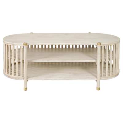 Brego Mango Wood Oval TV Unit, 126cm, Driftwood