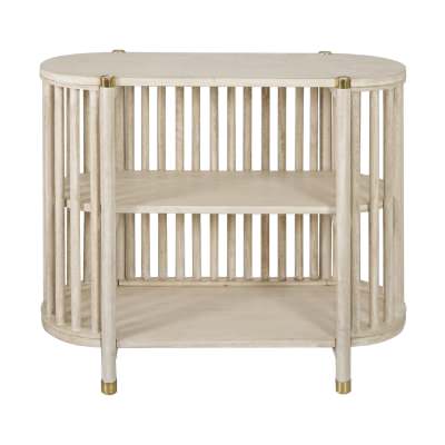 Brego Mango Wood Oval Low Shelf, Driftwood
