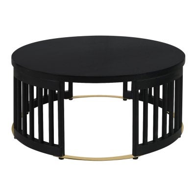Brego Mango Wood  Round Coffee Table, 80cm, Black