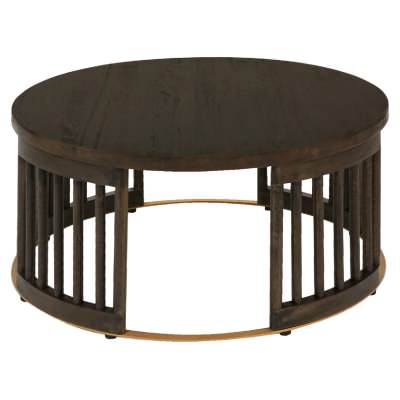 Brego Mango Wood  Round Coffee Table, 80cm, Walnut