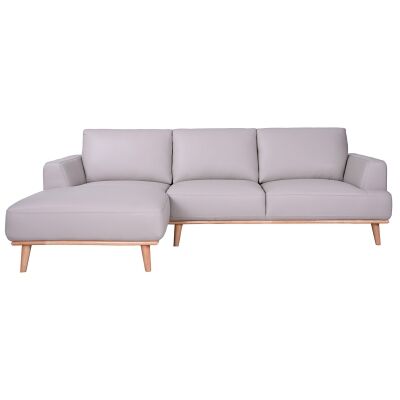 Rocella Italian Leather Corner Sofa, 2.5 Seater with LHF Chaise, Light Grey