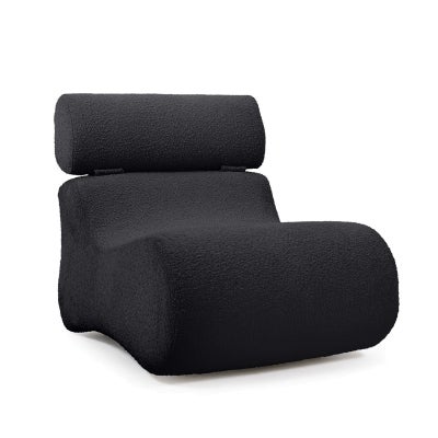 Novella Boucle Fabric Lounge Chair, Black