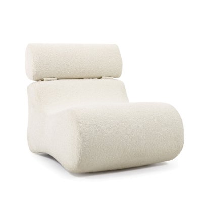 Novella Boucle Fabric Lounge Chair, White