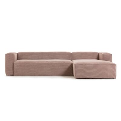 Lorton Corduroy Fabric Corner Sofa, 3 Seater with RHF Chaise, Blush