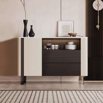 Mokka Engineered Stone Top 1 Door 2 Drawer Sideboard, 120cm