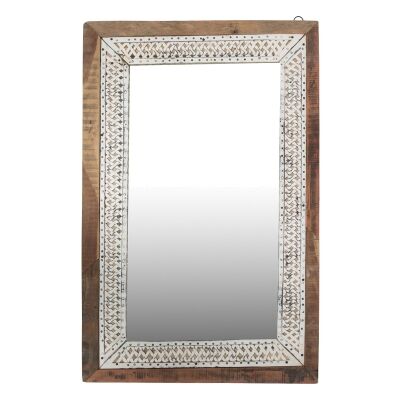 Ashbourne Distressed Iron & Reclaimed Timber Frame Wall Mirror, 124cm