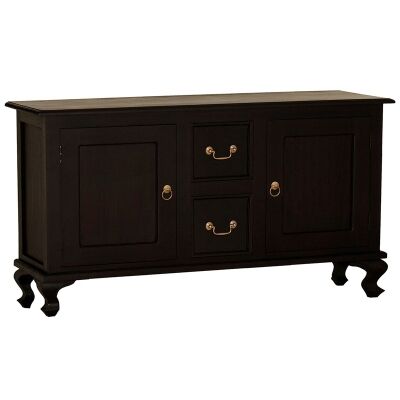 Queen Ann Mahogany Timber 2 Door 2 Drawer Buffet Table, 160cm, Chocolate