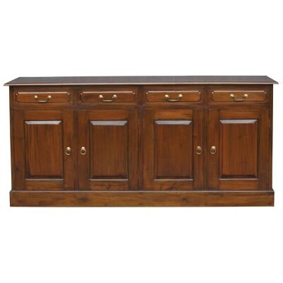 Tasmania Mahogany Timber 4 Door 4 Drawer Buffet Table, 190cm, Mahogany
