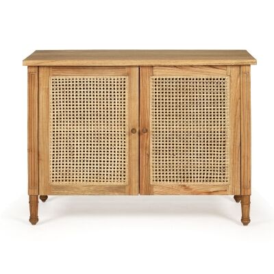 Saman Timber & Rattan 2 Door Sideboard, 110cm, Weathered Oak