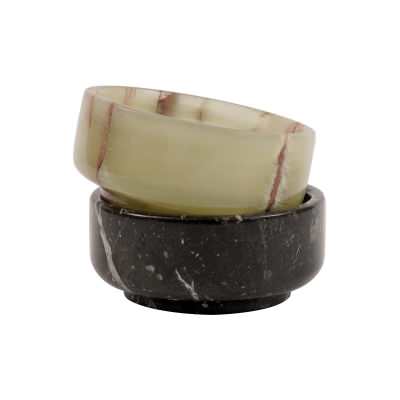 Marcellus 2 Piece Marble Sauce Cup Set, Black / Green