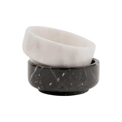 Marcellus 2 Piece Marble Sauce Cup Set, Black / White