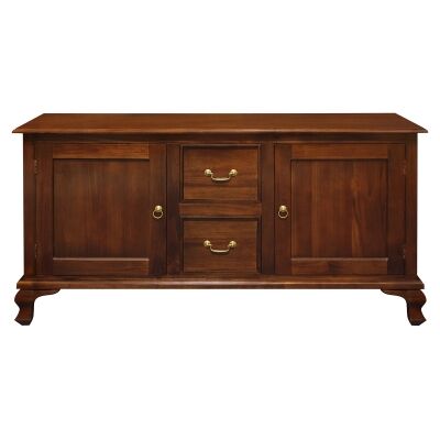 Queen Ann Mahogany Timber 2 Door 2 Drawer Buffet Table, 160cm, Mahogany