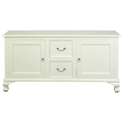 Queen Ann Mahogany Timber 2 Door 2 Drawer Buffet Table, 160cm, White
