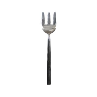 French Country Black Handle Forged Iron Serving Fork, Small