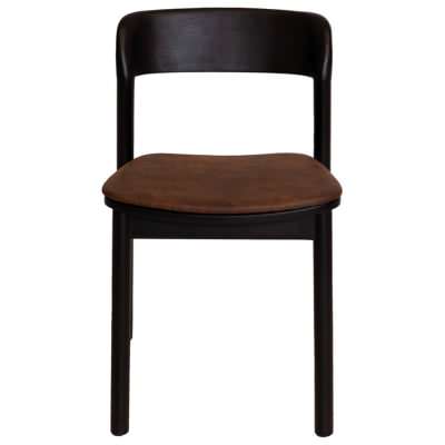 Matilda Commercial Grade Stackable Ashwood Dining Chair, Eastwood Fabric Seat, Black / Bison