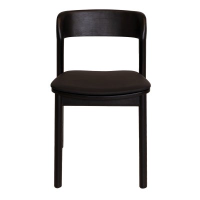 Matilda Commercial Grade Stackable Ashwood Dining Chair, Vinyl Seat, Black