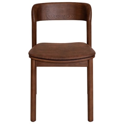 Matilda Commercial Grade Stackable Ashwood Dining Chair, Eastwood Fabric Seat, Walnut / Bison