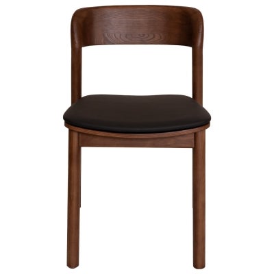 Matilda Commercial Grade Stackable Ashwood Dining Chair, Vinyl Seat, Walnut / Black