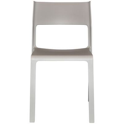 Trill Italian Made Commercial Grade Indoor / Outdoor Stackable Dining Chair, Light Grey