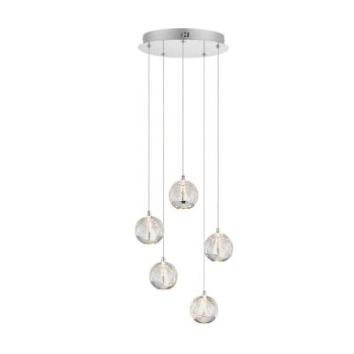 Segovia Glass & Metal LED Cluster Pendant Light, 5 Light, Chrome