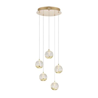 Segovia Glass & Metal LED Cluster Pendant Light, 5 Light, Gold