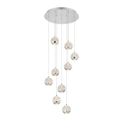 Segovia Glass & Metal LED Cluster Pendant Light, 9 Light, Chrome