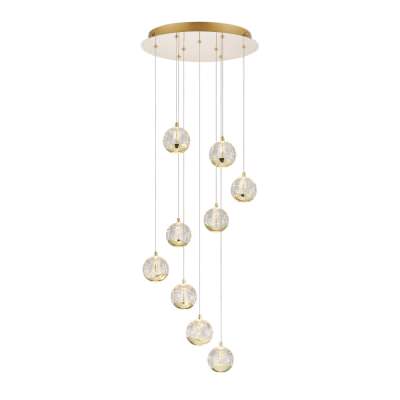 Segovia Glass & Metal LED Cluster Pendant Light, 9 Light, Gold