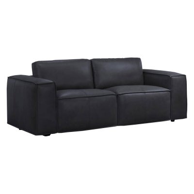 Haroma Full Waxed Leather Sofa, 2 Seater, Black