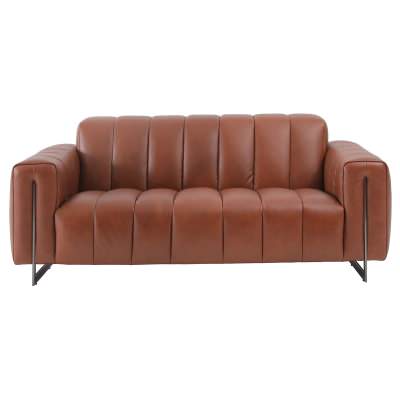 Alessa Premium Top Grain Full Leather Sofa, 2 Seater, Dark Brown