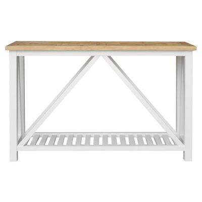 Avista Parquetry Top Recycled Timber Console Table, 140cm, Natural / White