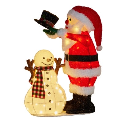 Wynston LED Light Up Indoor / Outdoor Animated Santa & Snowman Ornament, 71cm