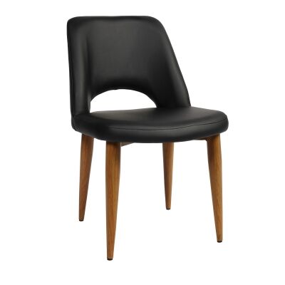 Albury Commercial Grade Vinyl Dining Chair, Metal Leg, Black / Light Oak