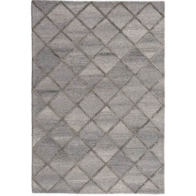Panama Diamonds Hand Tuffted Wool & Viscose Rug, 300x250cm, Charcoal
