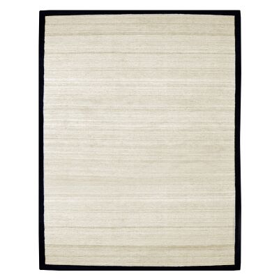 Signature Cowhide Trim Handwoven Wool Rug, 230x160cm, Sand / Black