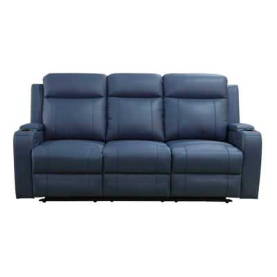 Arnoir Top Grain Leather Electric Recliner Sofa, 3 Seater, Blue