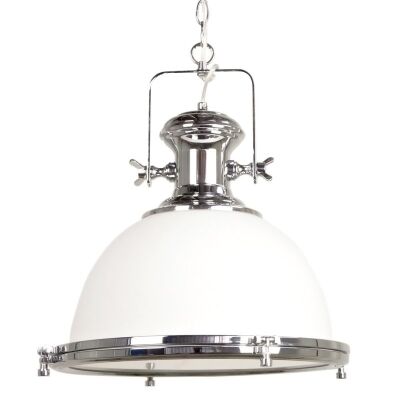 Gaia Industrial Pendant Light with Translucent Shade - Chrome