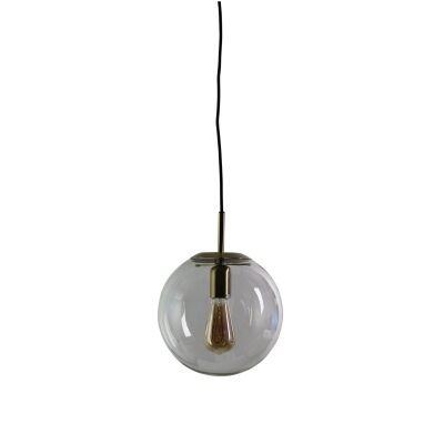 Newton Spherical Glass Pendant Light, 25cm, Brushed Brass