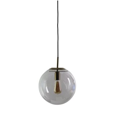 Newton Spherical Glass Pendant Light, 30cm, Brushed Brass