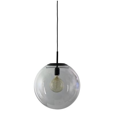 Newton Spherical Glass Pendant Light, 40cm, Matt Black
