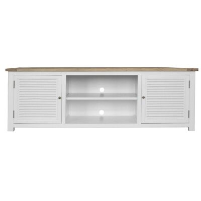 Charlie Parquetry Topped Timber 2 Door TV Unit, 200cm